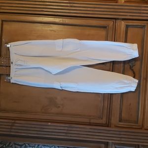 NSF WOMEN DRAWSTRING WAIST JOGGER PANTS WHITE SIZE M GOOD CONDITION